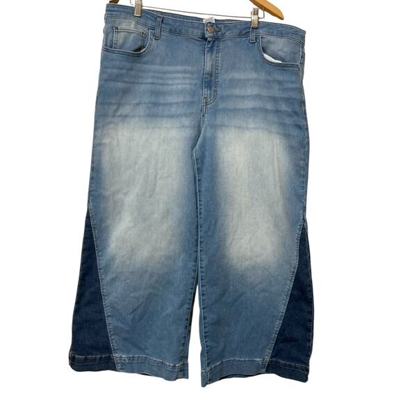Time and Tru Capri Jeans Women’s plus size 20 Blue Denim High rise wide leg - Picture 1 of 7